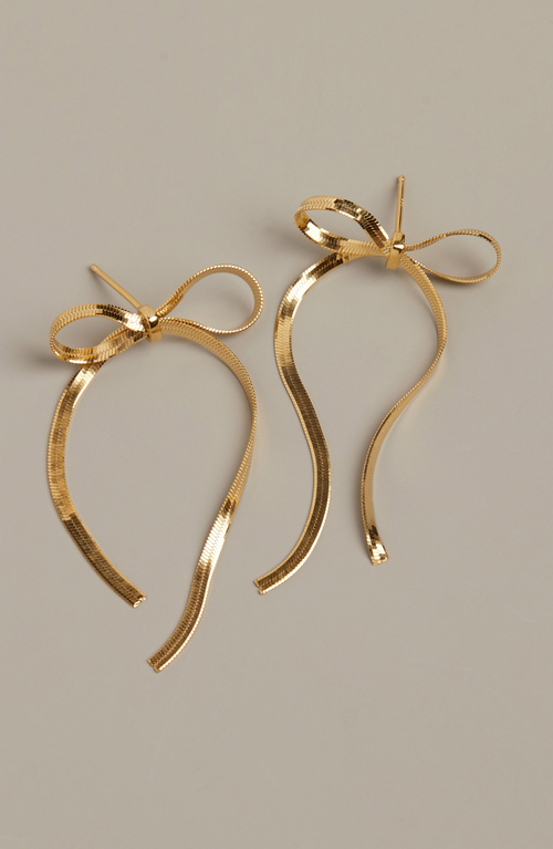 Aurate New York Herringbone Bow Earrings In Yellow