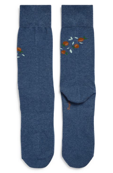 Tossed Oranges Rib Calf Socks