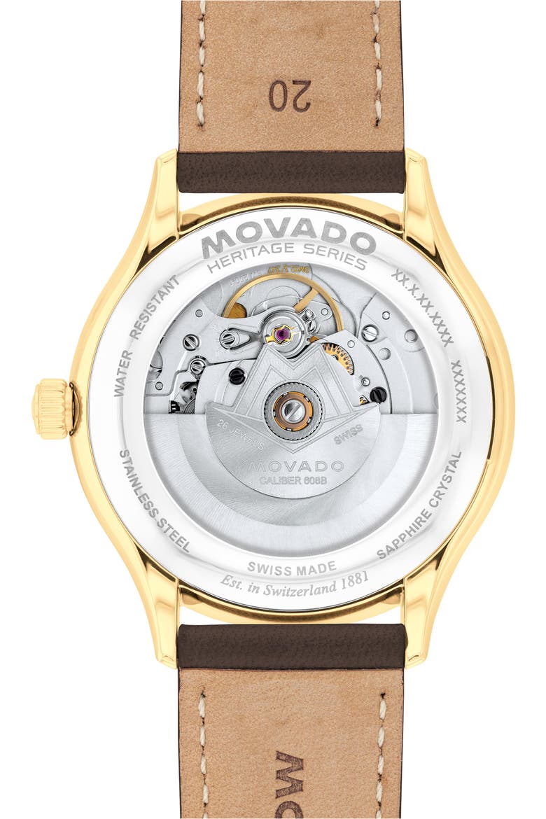 Calendoplan Automatic Leather Strap Watch, 40mm, Alternate, color, BLUE