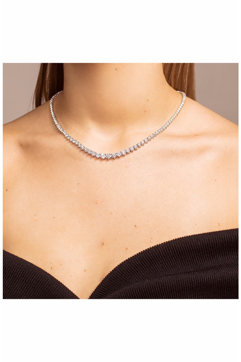 Graduated Lab Created Diamond Necklace, Alternate, color, WHITE GOLD