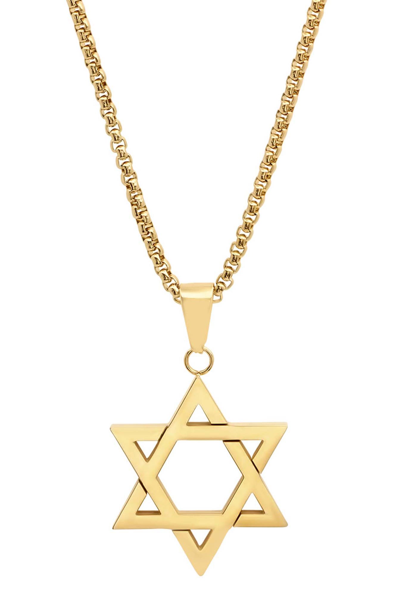 Men's 18k Gold Plated Star of David Pendant Necklace