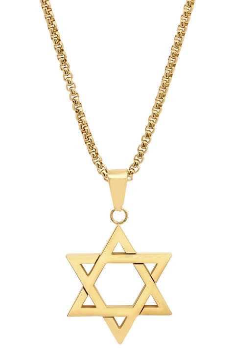 Men's 18k Gold Plated Star of David Pendant Necklace