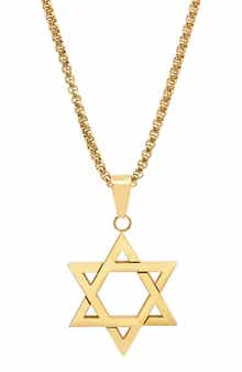 Men's 18k Gold Plated Star of David Pendant Necklace