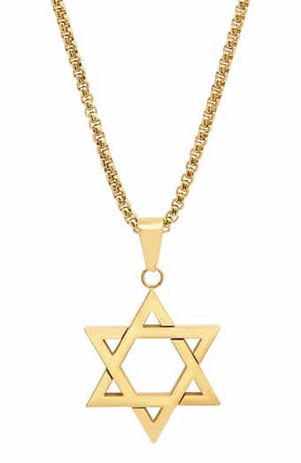 Men's 18k Gold Plated Star of David Pendant Necklace