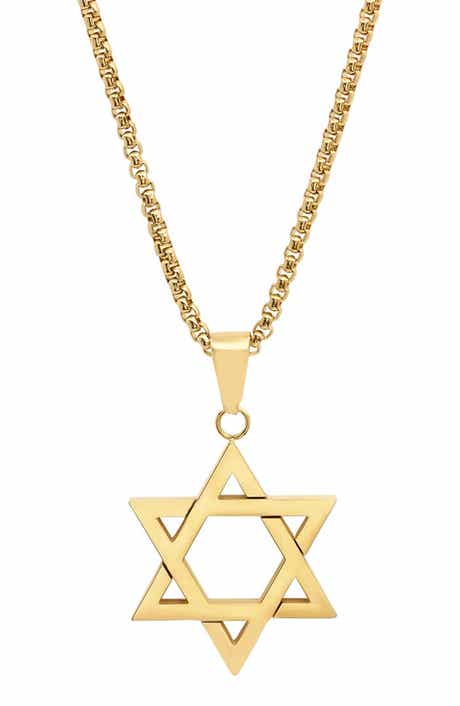 Men's 18k Gold Plated Star of David Pendant Necklace