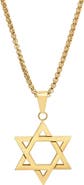 STEELTIME Men's 18k Gold Plated Star of David Pendant Necklace