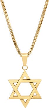STEELTIME Men's 18k Gold Plated Star of David Pendant Necklace