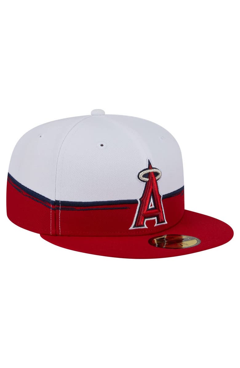New Era Men's New Era Red/White Los Angeles Angels Paint Stroke 59FIFTY Fitted Hat, Alternate, color, Red