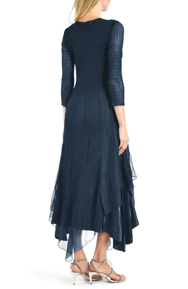 Komarov Beaded Neck Three Quarter Sleeve A-Line Dress, Alternate, color,