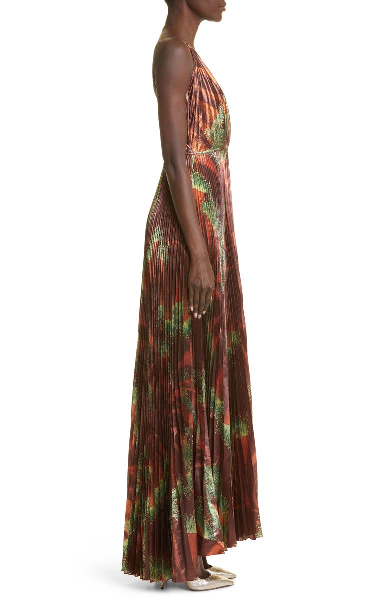 Johanna Ortiz Western Gardens Metallic Pleated Maxi Dress, Alternate, color, 