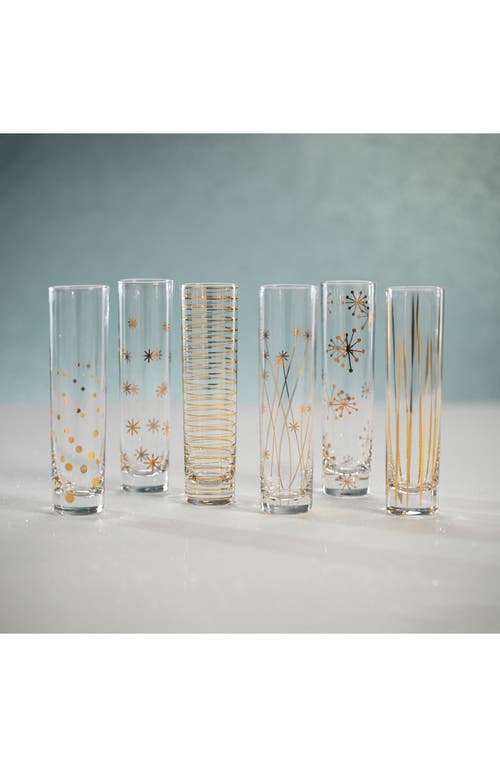 Zodax Centuri Set Of 6 Golden Decal Champagne Flutes In Gold