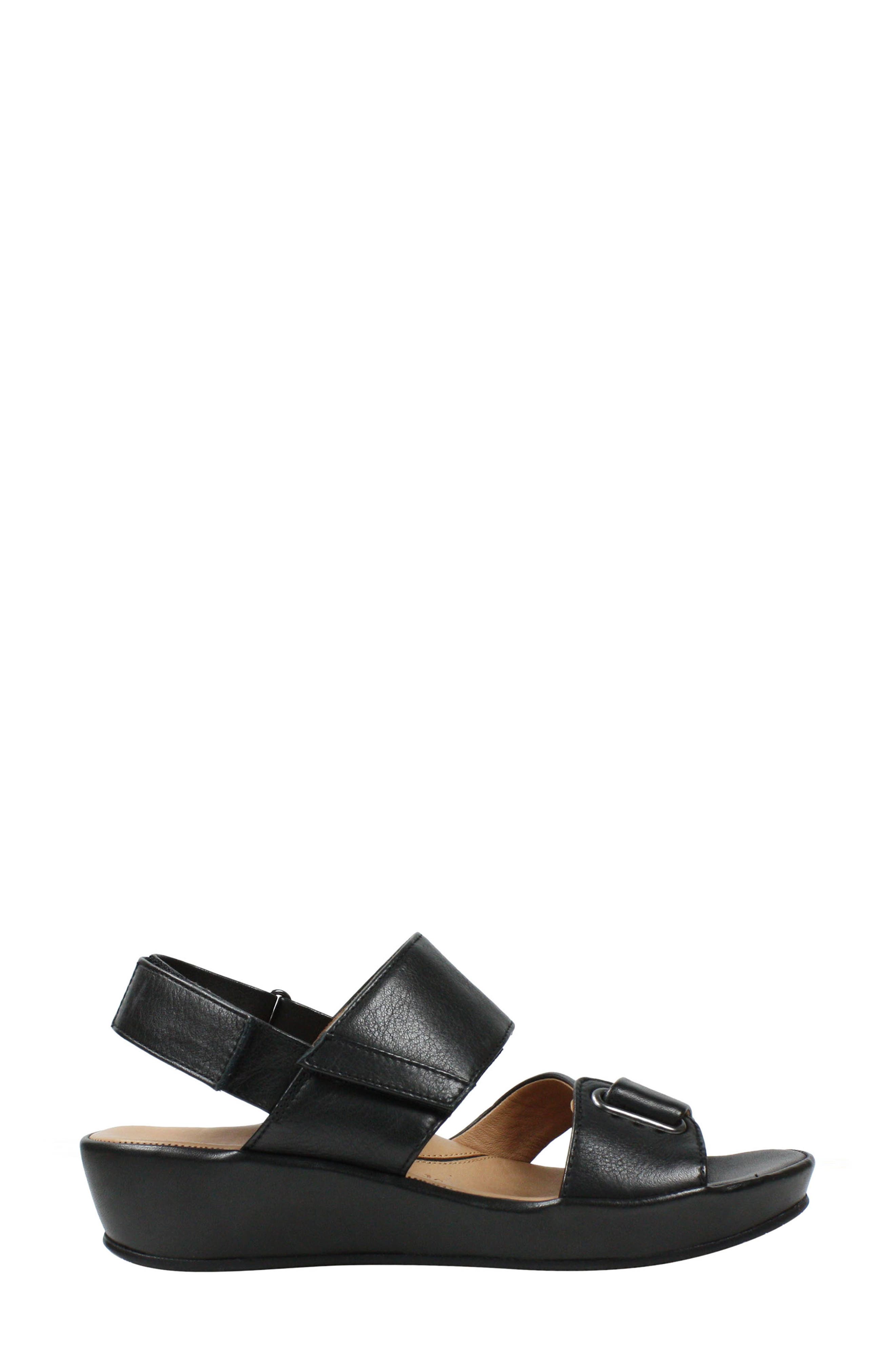 Calantha Wedge Sandal, Alternate, color, BLACK LEATHER