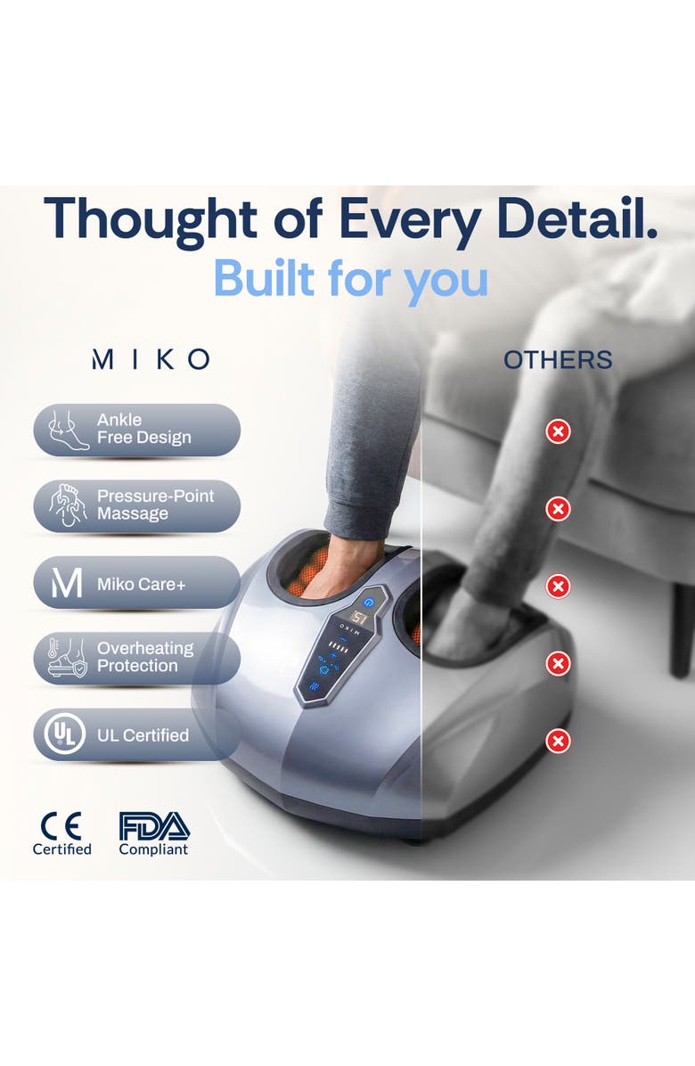 MIKO Shiatsu Foot Massager with Heat, LCD Display, Alternate, color, Charcoal
