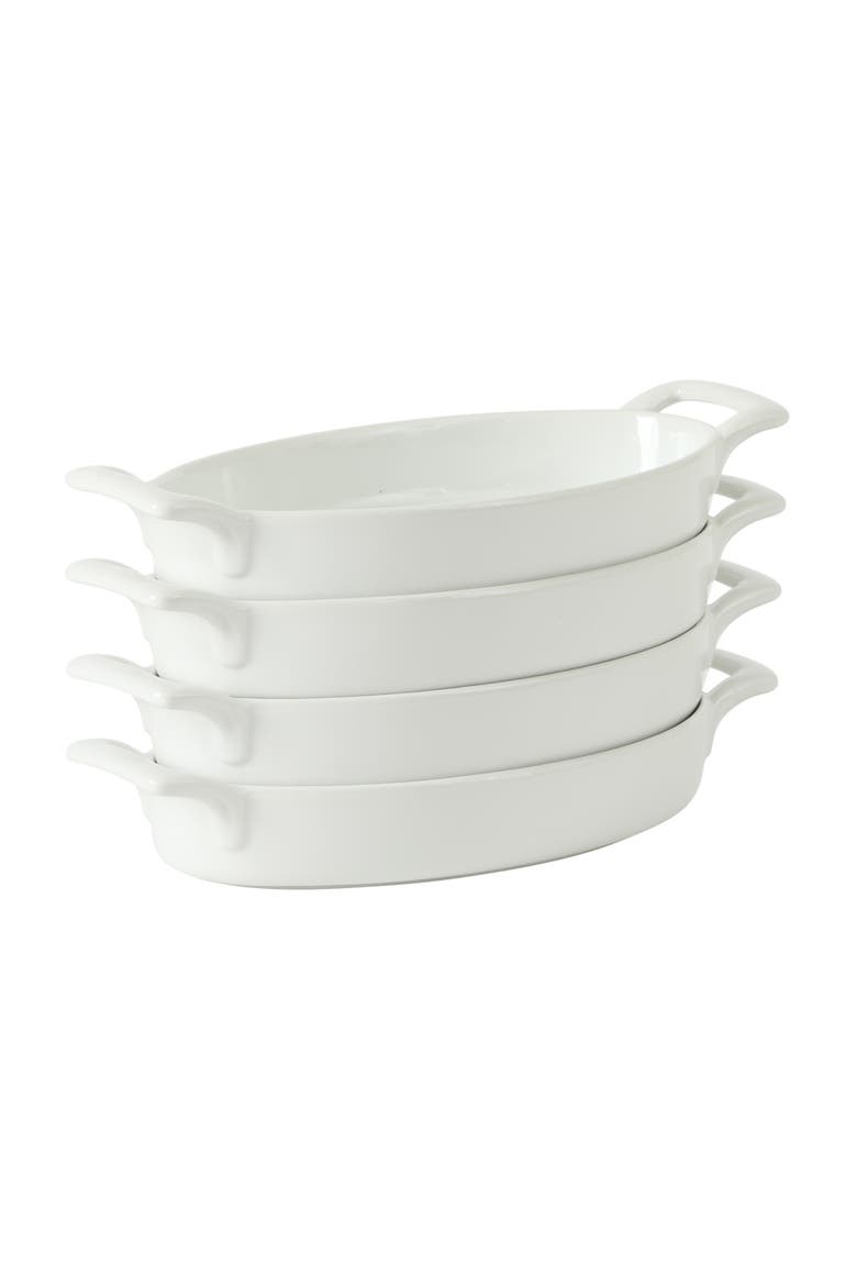 Gracious Dining 4-Piece Oval Au Gratin Stoneware Baking Dish Set, Alternate, color, White