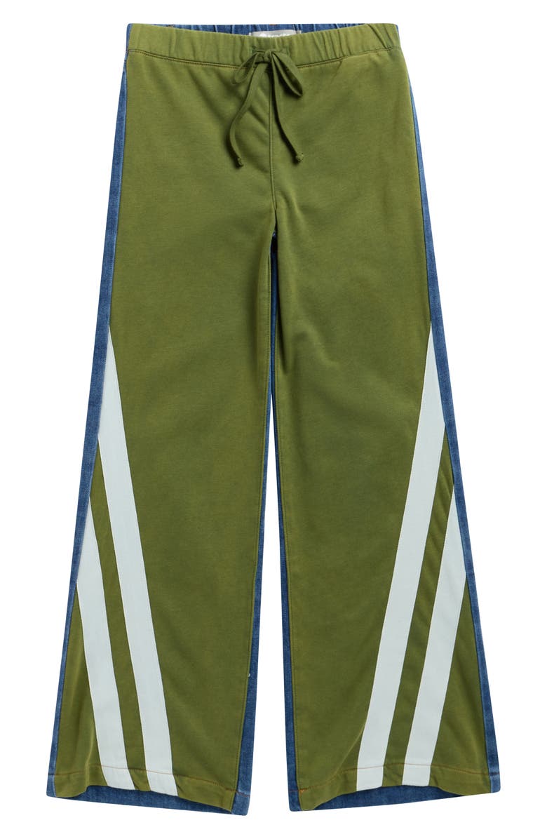 Tractr Kids' French Terry & Denim Track Pants, Main, color, Green