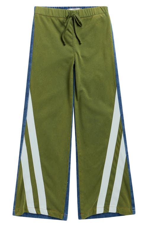 Tractr Kids' French Terry & Denim Track Pants In Green