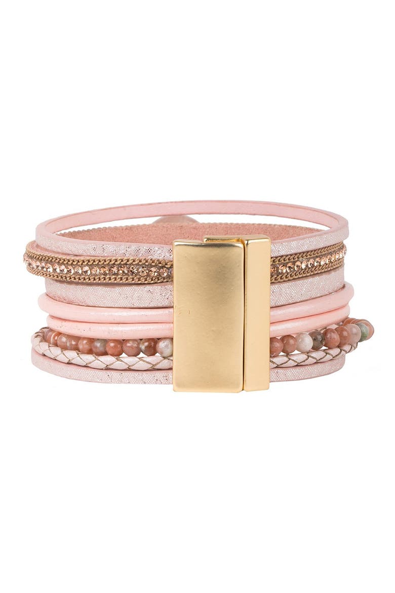 Mixed Media Cuff Bracelet, Alternate, color, PINK