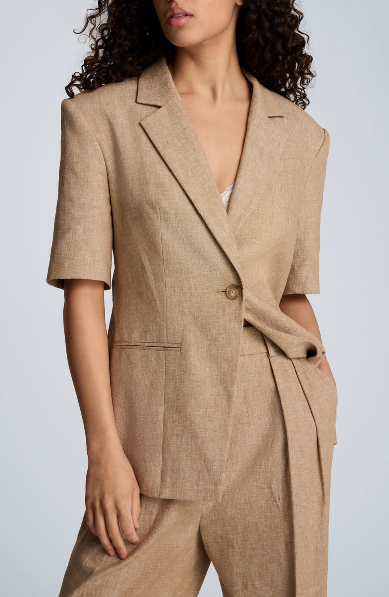 Kenneth Cole Short Sleeve Blazer, Main, color, Mesa Taup/ Melange