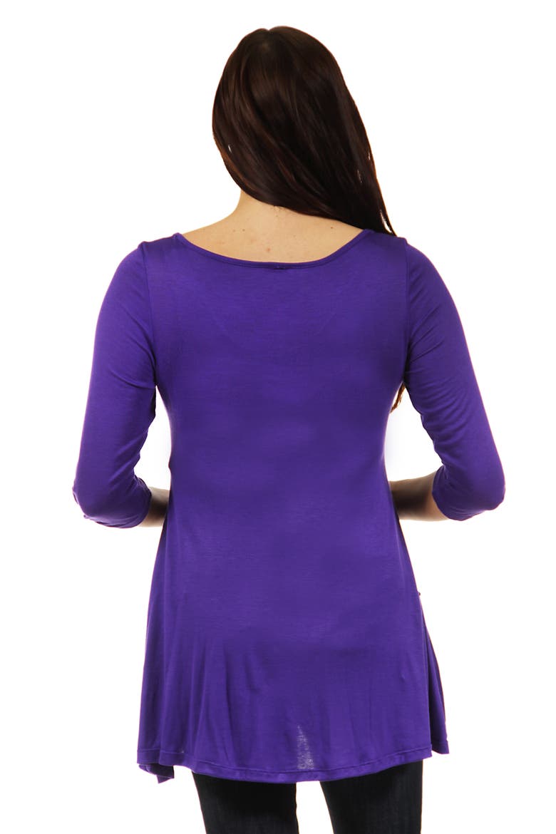 Ruched Sleeve Swing Maternity Tunic Top, Alternate, color, Purple