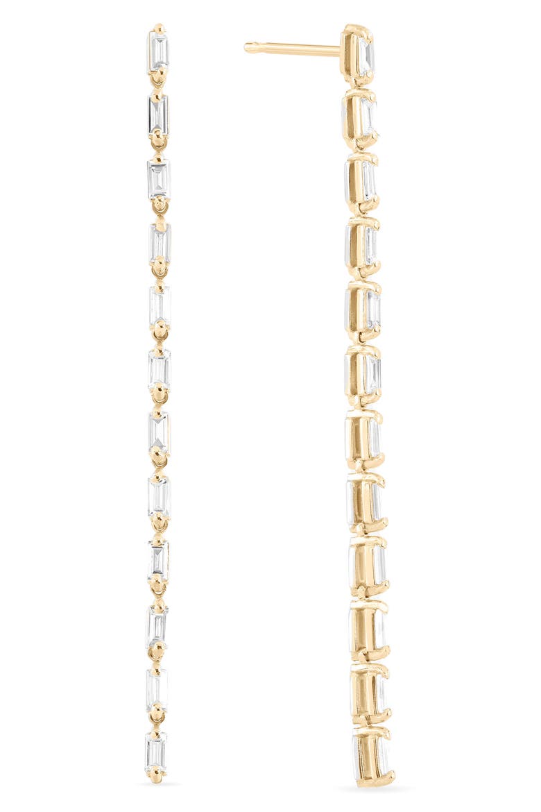 14K Gold Baguette Diamond Tennis Earrings, Main, color, YELLOW GOLD