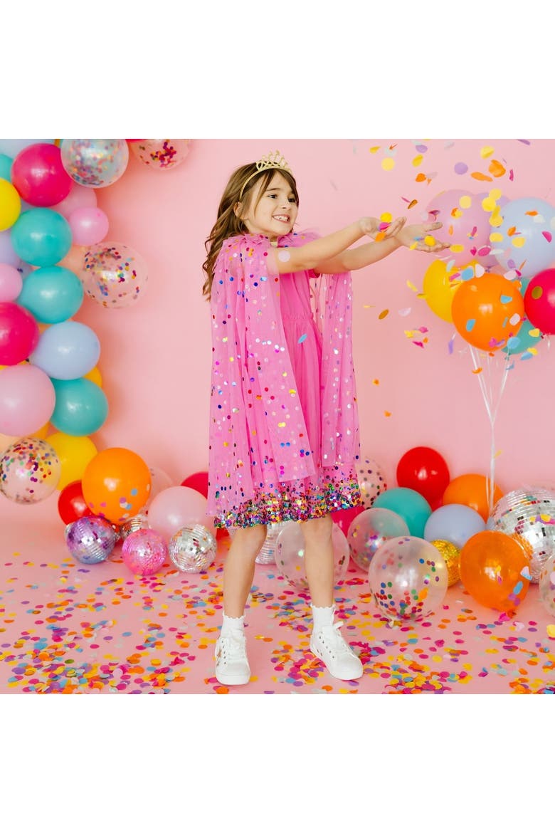 Raspberry Confetti Cape, Alternate, color, Raspberry