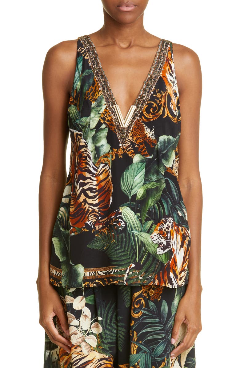 Camilla Easy Tiger Silk Pants, Main, color, 