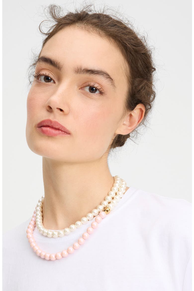 pearlie faux pearl necklace, Alternate, color, LIGHT. PINK MULTI