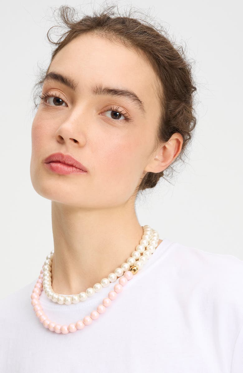 Kate Spade New York pearlie faux pearl necklace, Alternate, color, Light. Pink Multi