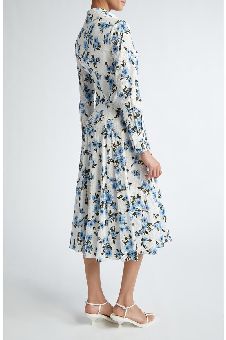 Jancine Dahlia Print Clip Dot Long Sleeve Seersucker Dress, Alternate, color, SMALL DAHLIA BABY BLUE