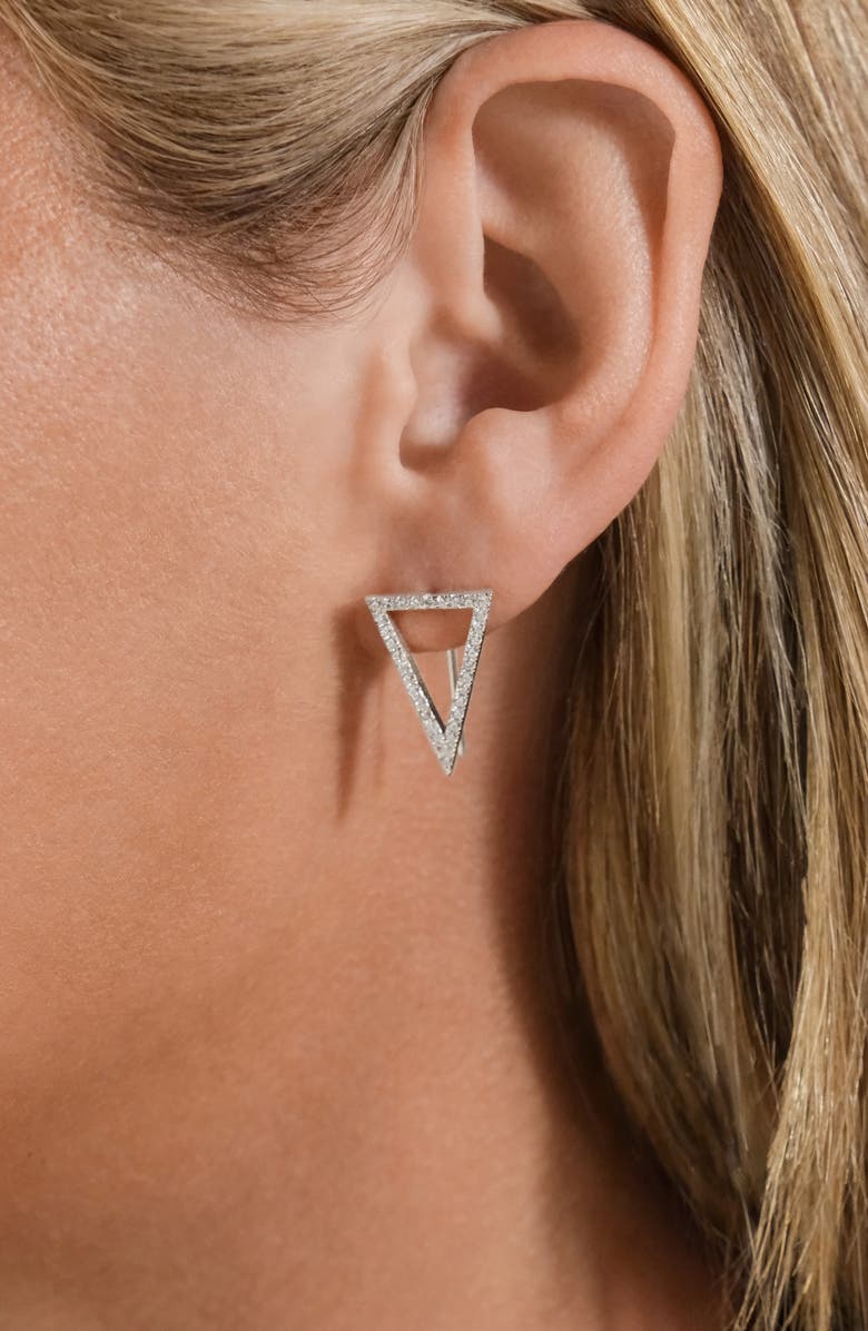 Sterling Forever Janine Cubic Zirconia Geometric Threader Earrings, Alternate, color, Silver