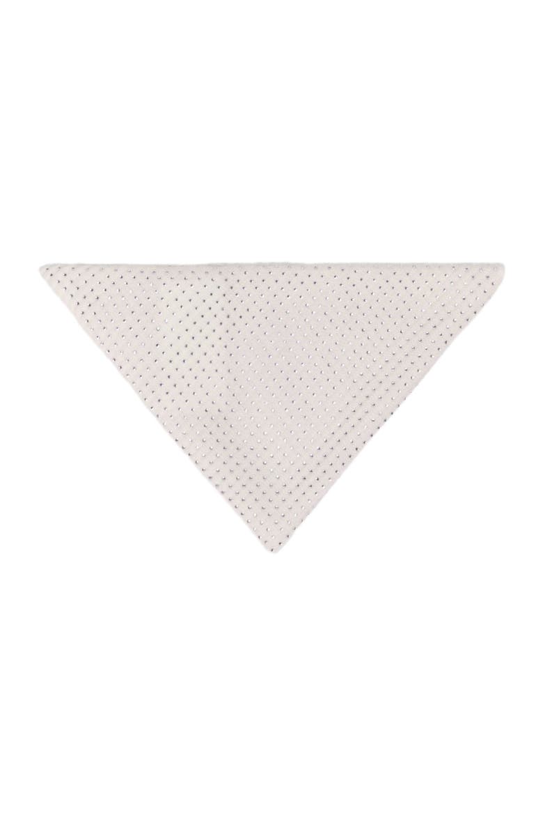 Rhinestone wool triangle scarf, Main, color, Ecru