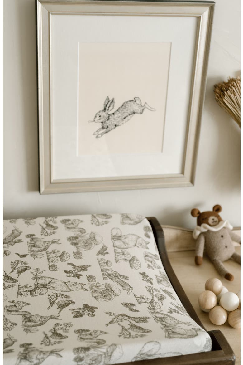 Print Organic Cotton Changing Pad Cover, Alternate, color, EGGSHELL/ WOODLAND CRITTERS