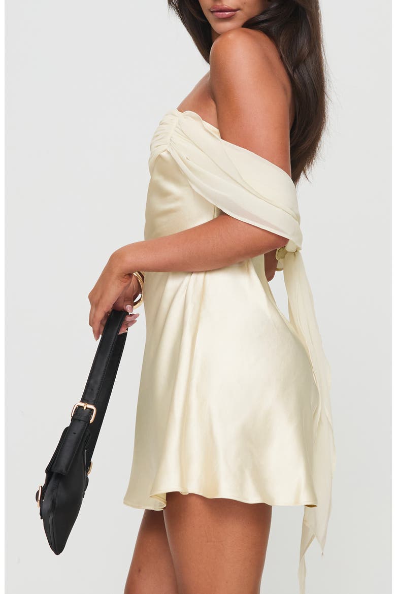 adoration mini dress cream Princess Polly Women's Adoration Off the Shoulder Minidress - White