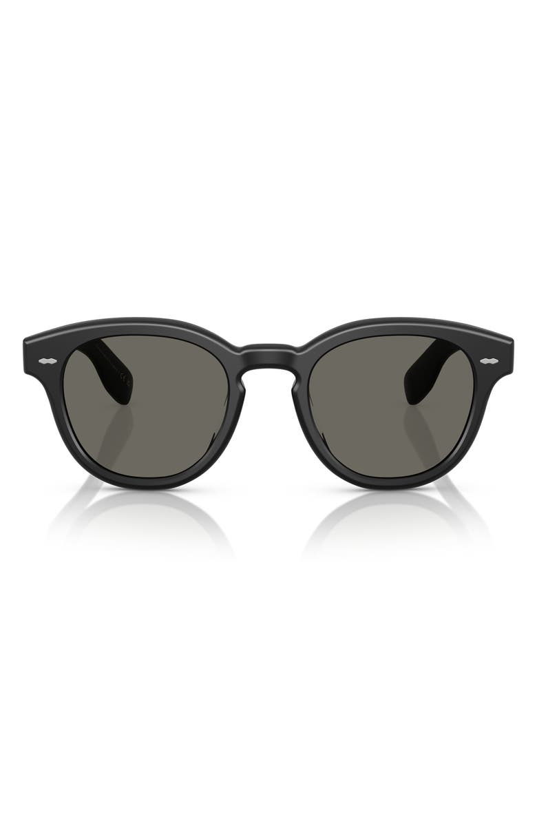 Oliver Peoples 50mm Round Sunglasses, Main, color, Semi-Matte Black / Grey
