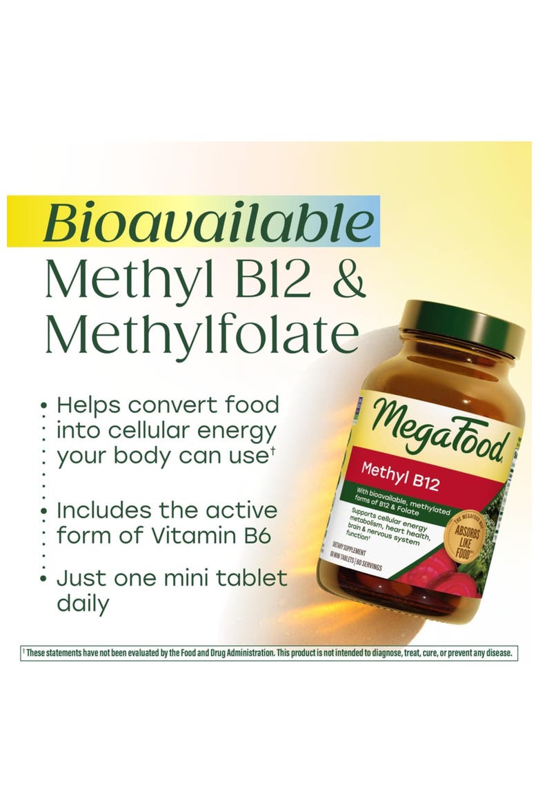 Methyl B12, Vegan Vitamin B12, Vitamin B6 & Methyl Folate for Women & Men, 60 Mini Tablets, Alternate, color, None