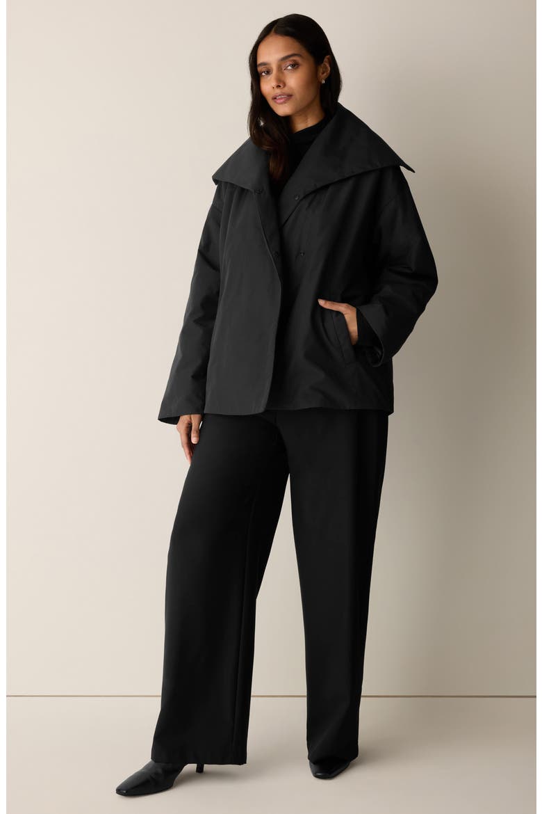 High Collar Short Padded Coat, Alternate, color, BLACK