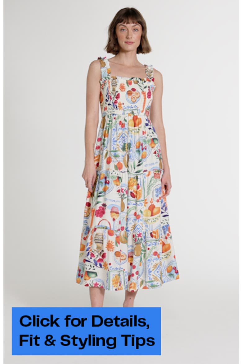 Mixed Print Smocked Tiered Midi Dress video