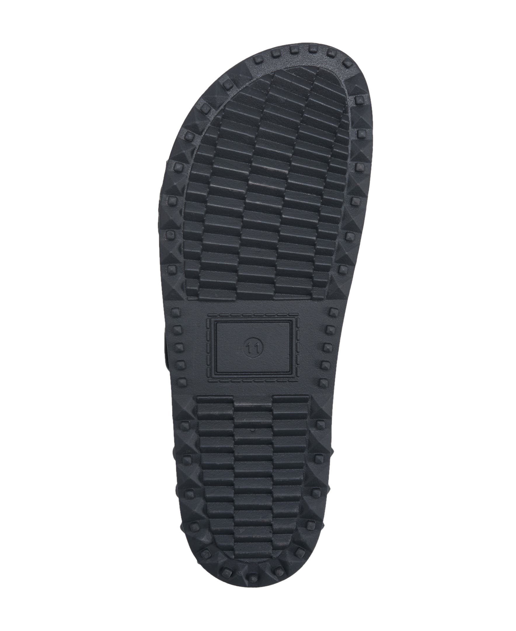 True Religion Sean Double Strap Metal Logo Sandal, Alternate, color, Black