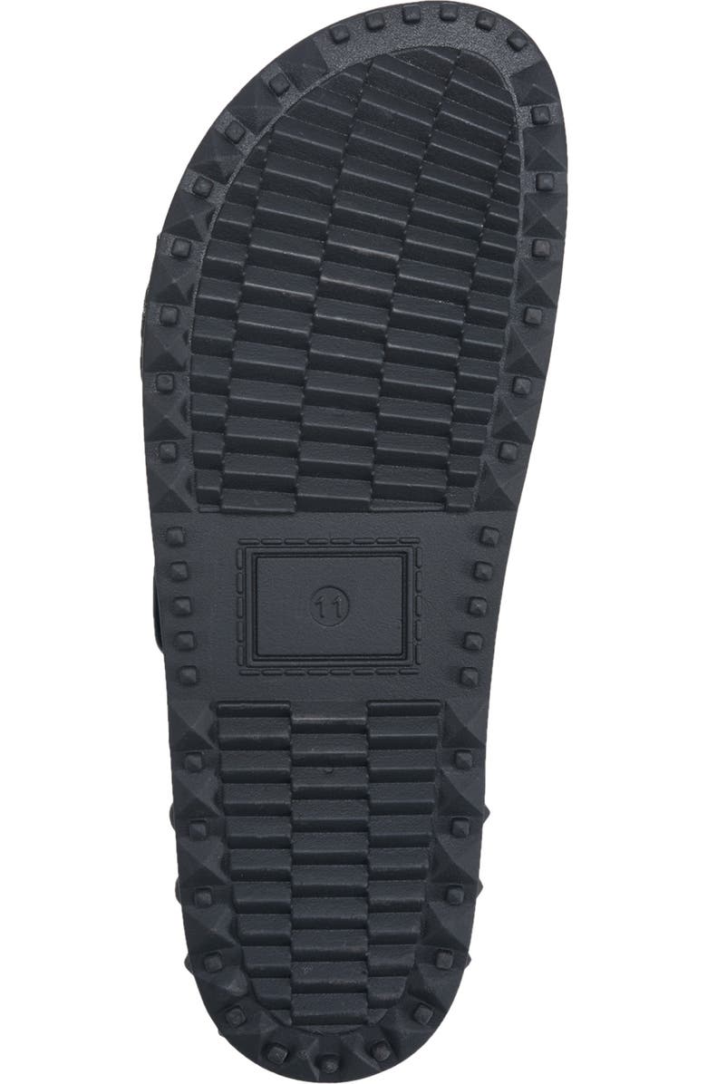 True Religion Sean Double Strap Metal Logo Sandal, Alternate, color, Black