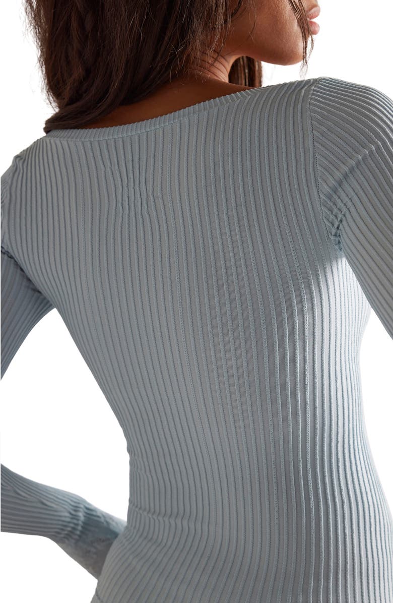 Free People Dynamic Duo Pointelle & Rib Long Sleeve Top, Alternate, color, Cashmere Blue