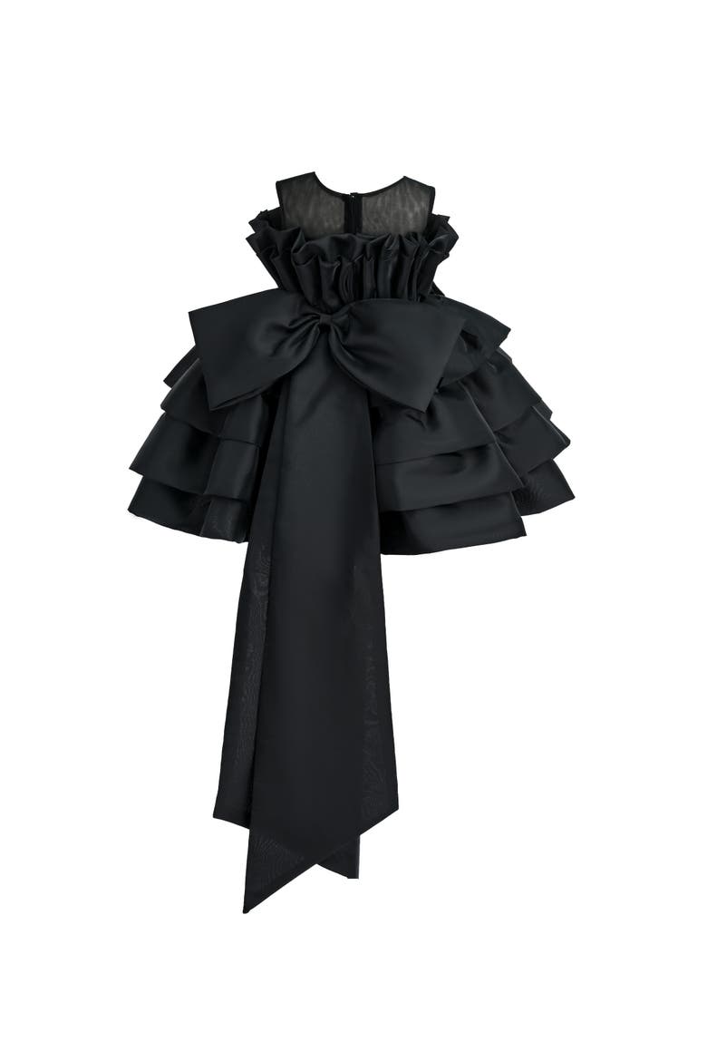 Tiered Bow Dress, Alternate, color, Black
