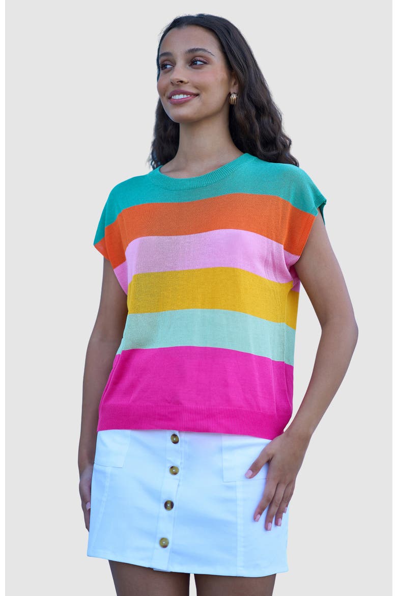 Block Stripe Relaxed Knitted Top, Main, color, Multi