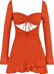 Mistress Rocks Lace-Up Cutout Long Sleeve Cocktail Minidress