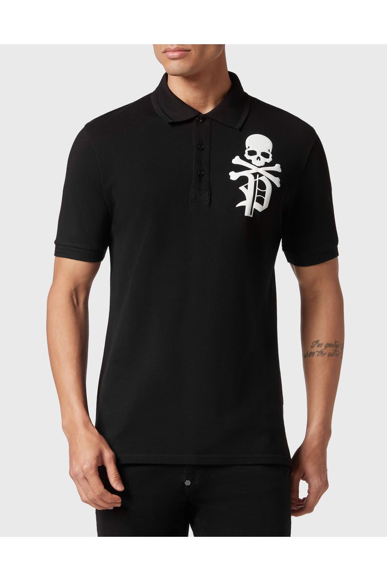 Polo Shirt Skull&Bones Men, Main, color, black