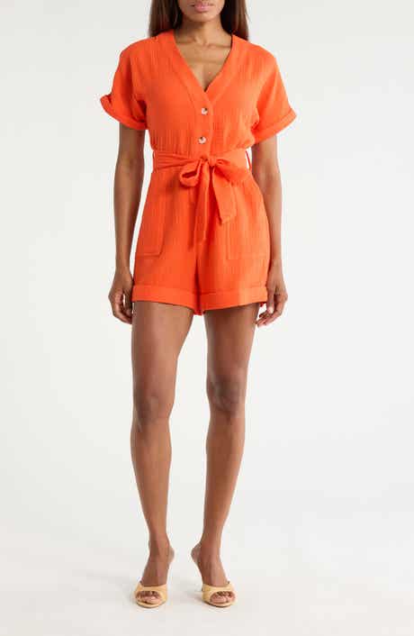 FRNCH Lika Tie Waist Cotton Romper