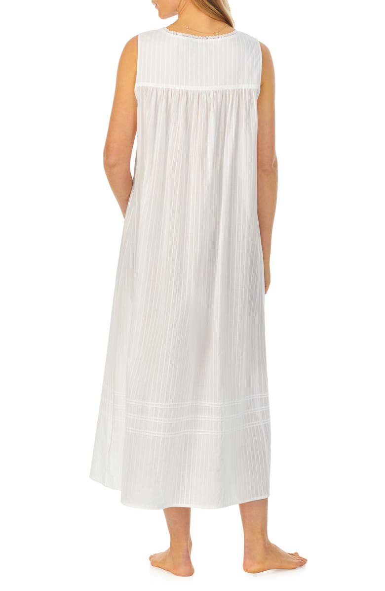 Eileen West Sleeveless Cotton Dobby Nightgown, Alternate, color, White