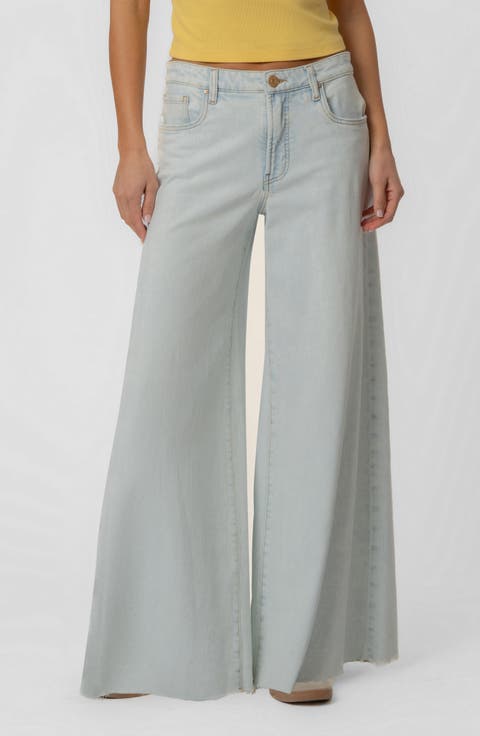 Blake Fab Ab Raw Hem High Waist Super Wide Leg Jeans (Sensual)