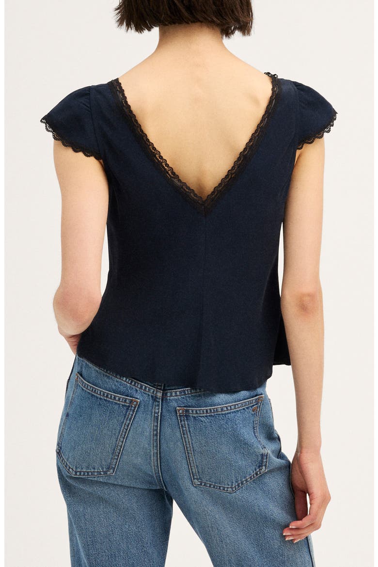 Layton Lace Trim V-Neck Top, Alternate, color, DEEP INDIGO