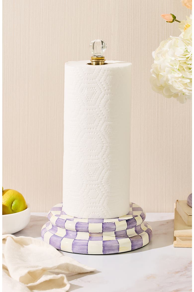 Violet Check Paper Towel Holder, Alternate, color, PURPLE
