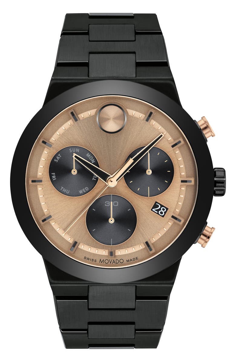 Movado Bold Fusion Chronograph Bracelet Watch, 44mm, Main, color, Bronze